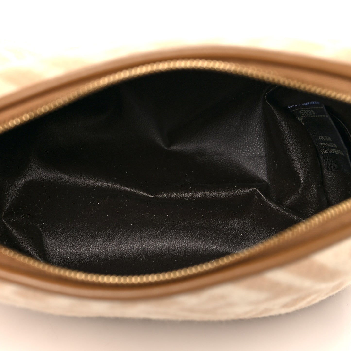 Wool Vitello King FF 1974 Diagonal Small Trapezoid Beauty Pouch Beige Cammello Sand