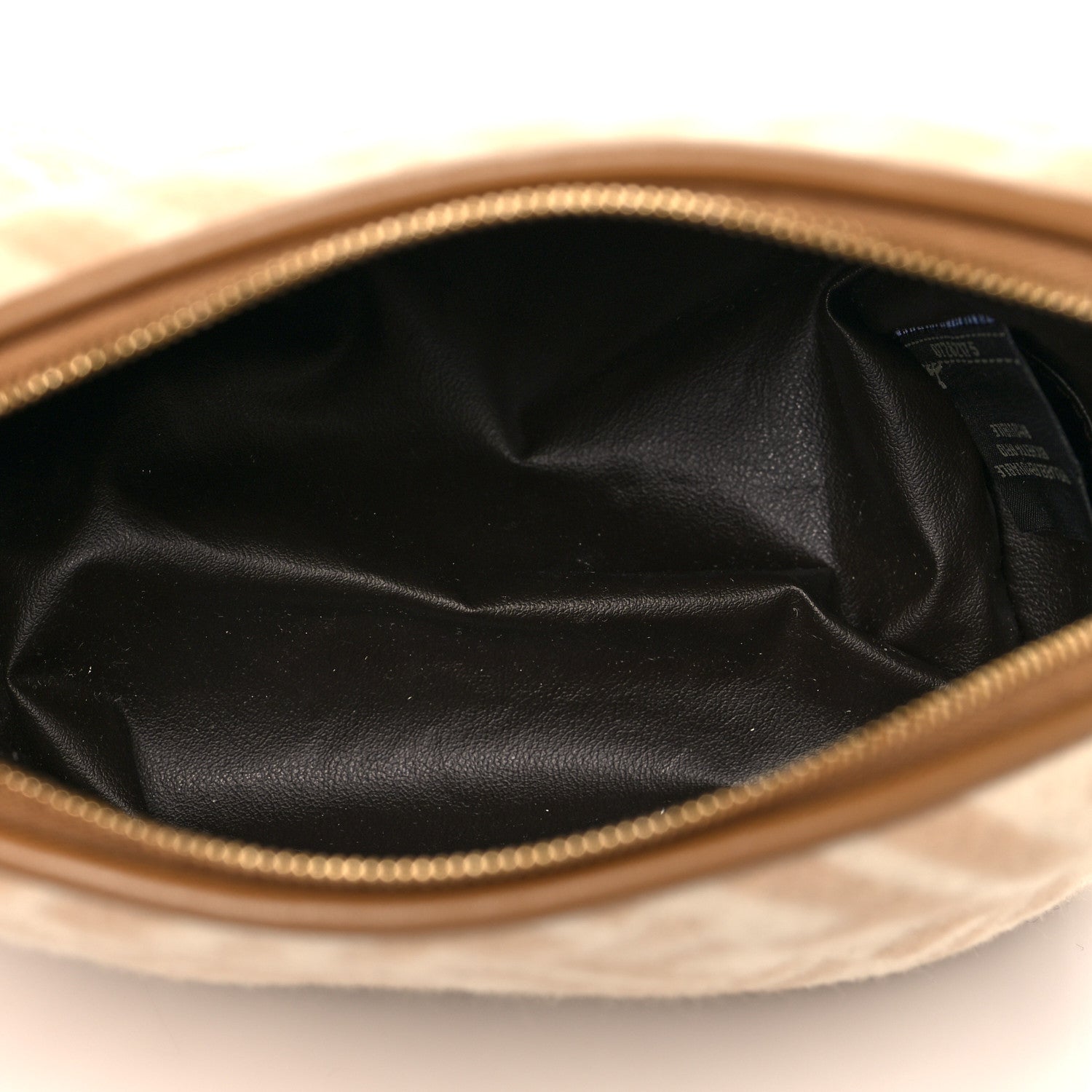 Fendi Wool Vitello King FF 1974 Diagonal Small Trapezoid Beauty Pouch Beige Cammello Sand 5 of 8