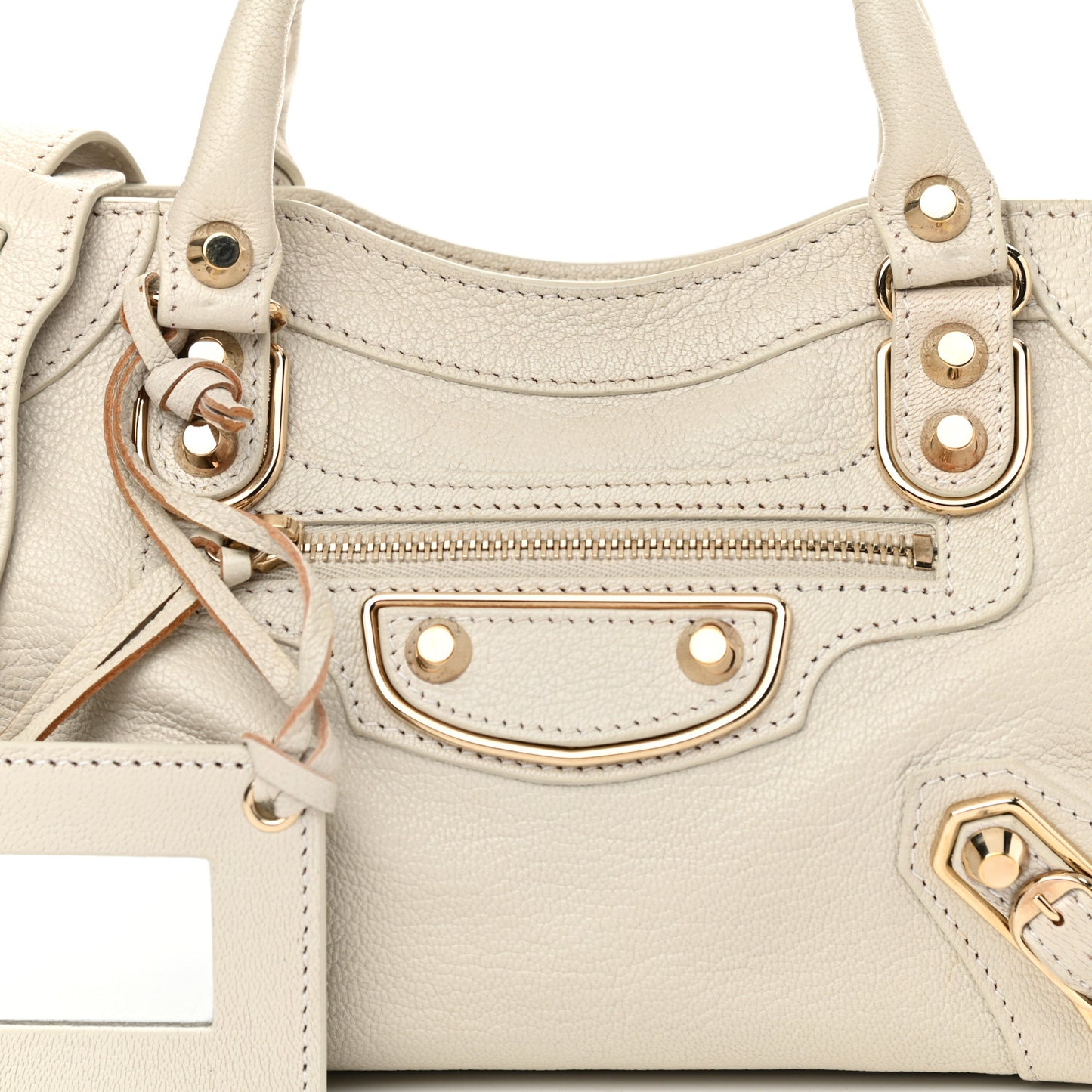Chevre Gold Metallic Edge Hardware Mini City Ivory
