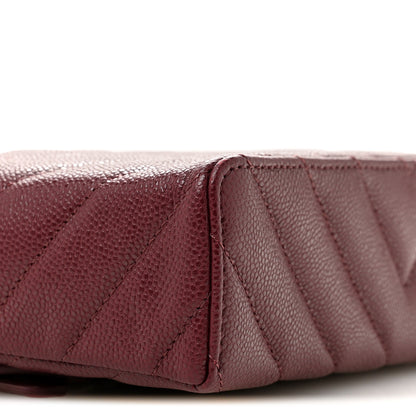 Chanel Shiny Caviar Quilted Sleek Chevron Vanity With Chain Burgundy 9 of 12