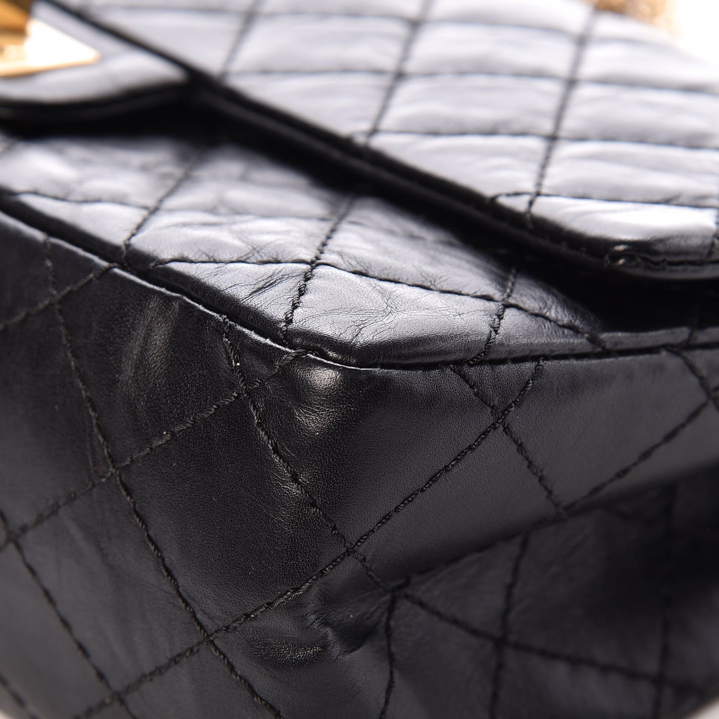 Aged Calfskin Quilted 2.55 Reissue 225 Flap Black