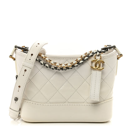 Chanel Patent Goatskin Quilted Small Gabrielle Hobo White 1 of 11