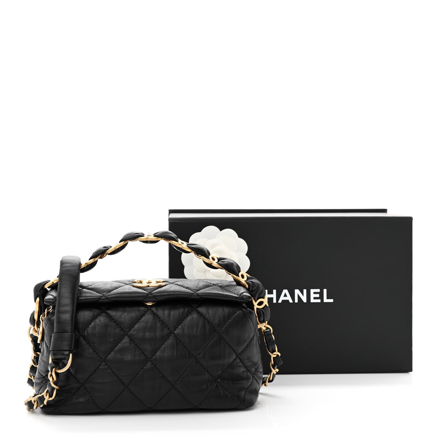 Chanel Crumpled Lambskin Quilted Small CC Links Shoulder Bag Black 11 of 11
