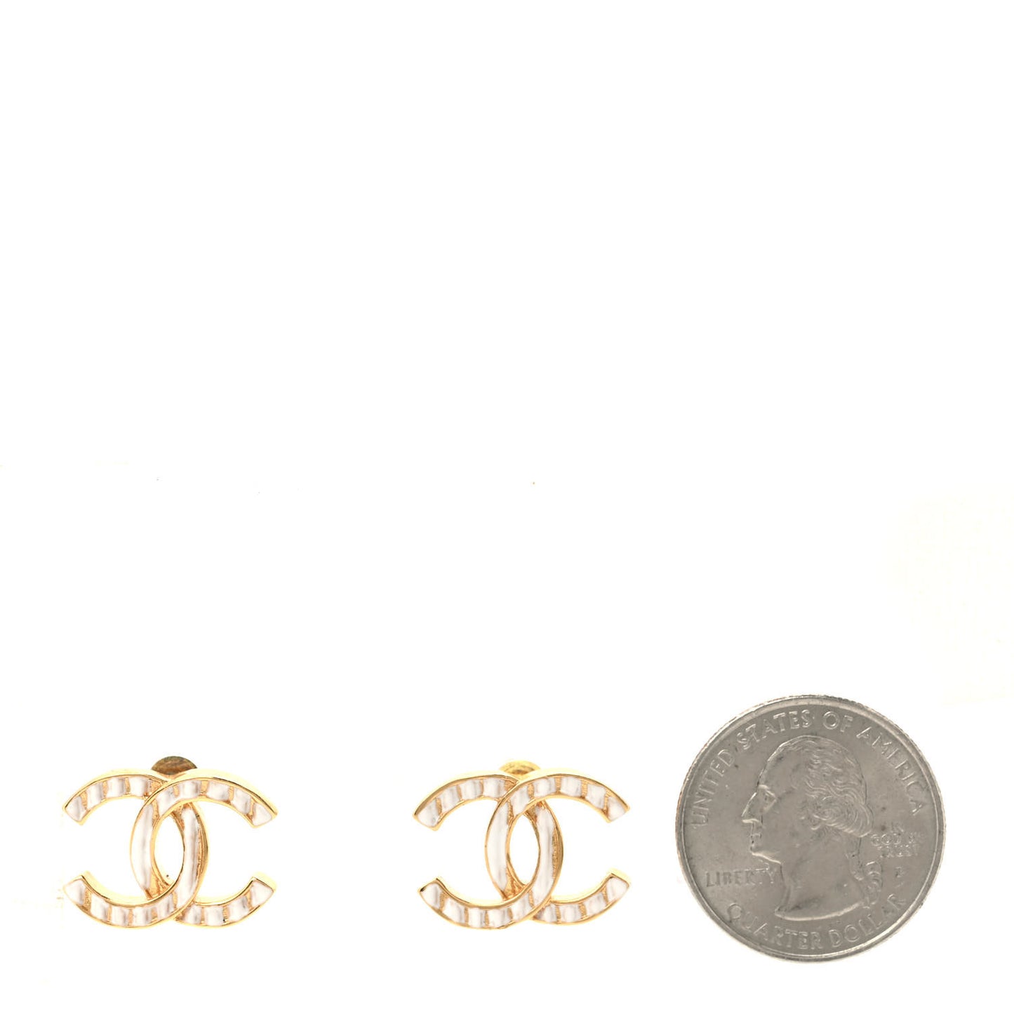 Metal CC Earrings Gold White