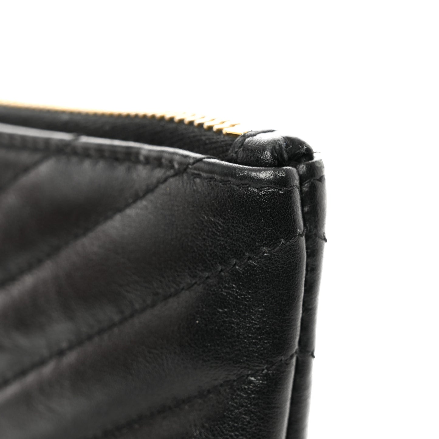 Calfskin Matelasse Chevron Monogram A5 Wristlet Black