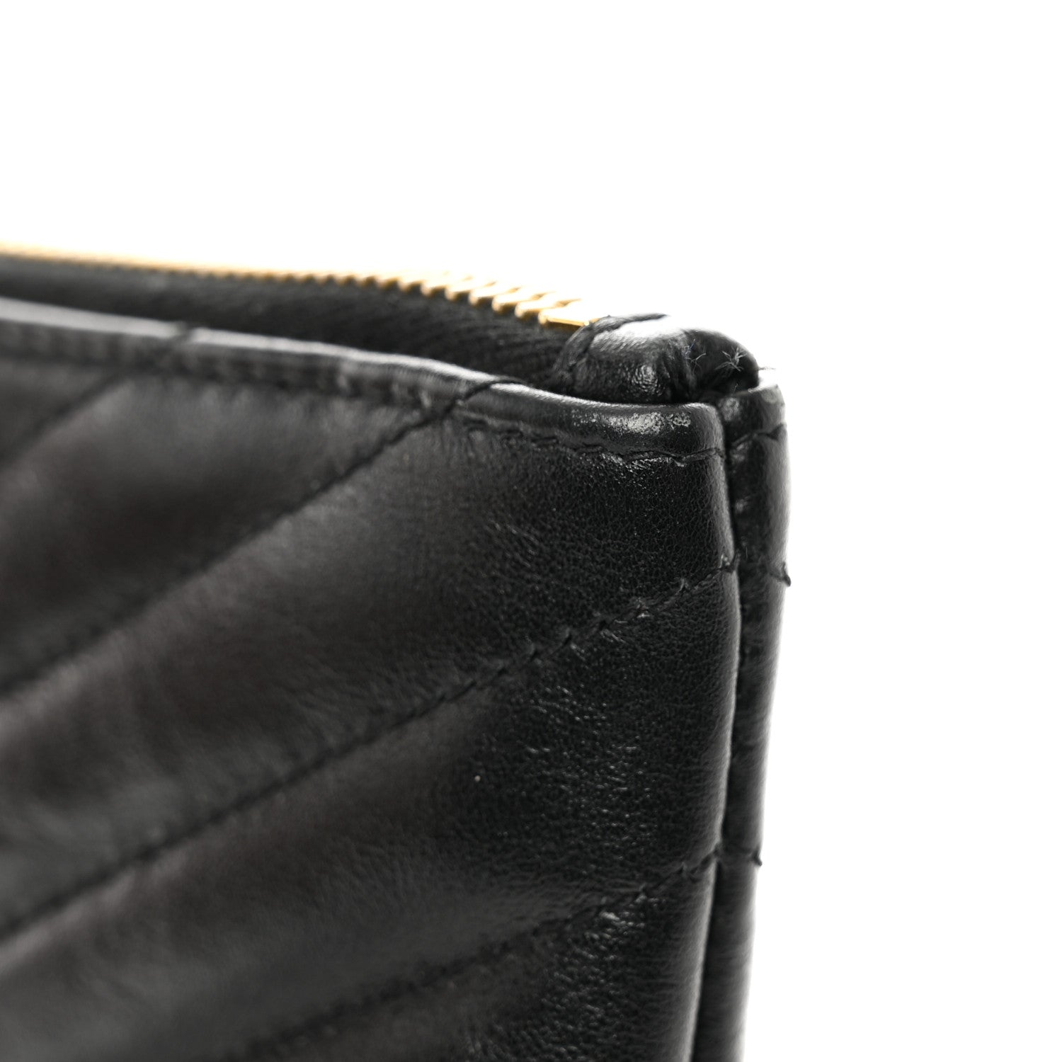 Saint Laurent Calfskin Matelasse Chevron Monogram A5 Wristlet Black 8 of 10