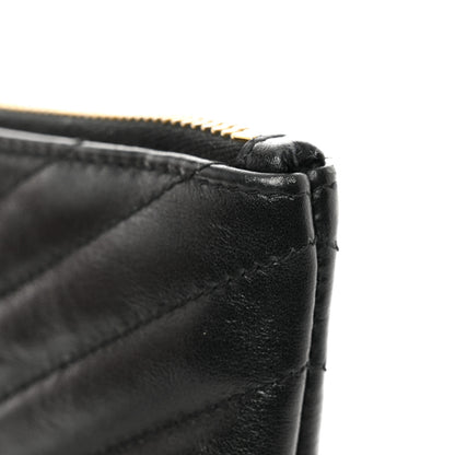Saint Laurent Calfskin Matelasse Chevron Monogram A5 Wristlet Black 8 of 10