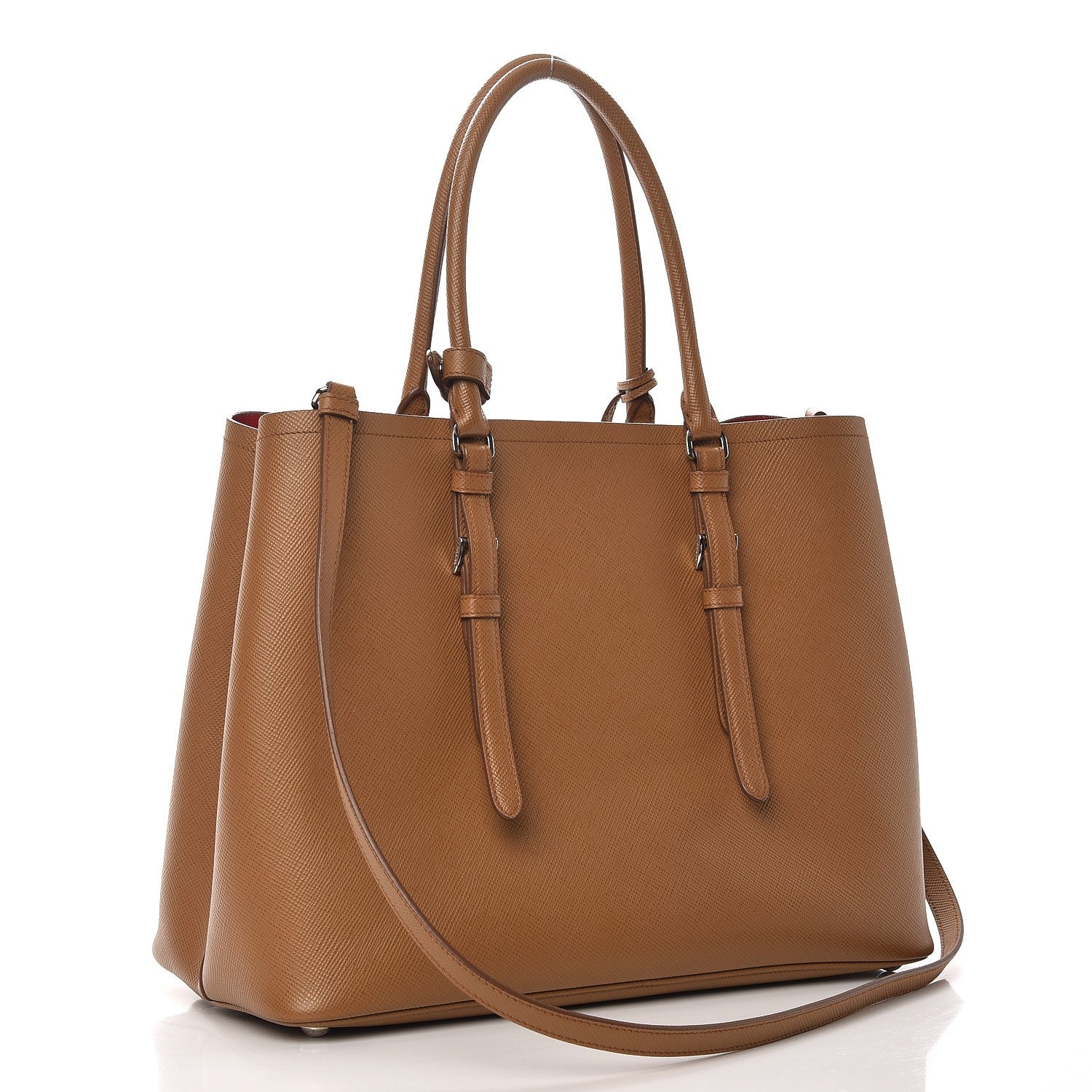 Prada Saffiano Cuir Medium Double Bag Caramel 3 of 7