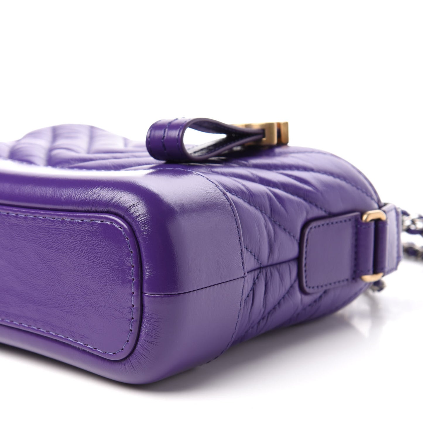 Aged Calfskin Chevron Quilted Small Gabrielle Hobo Purple