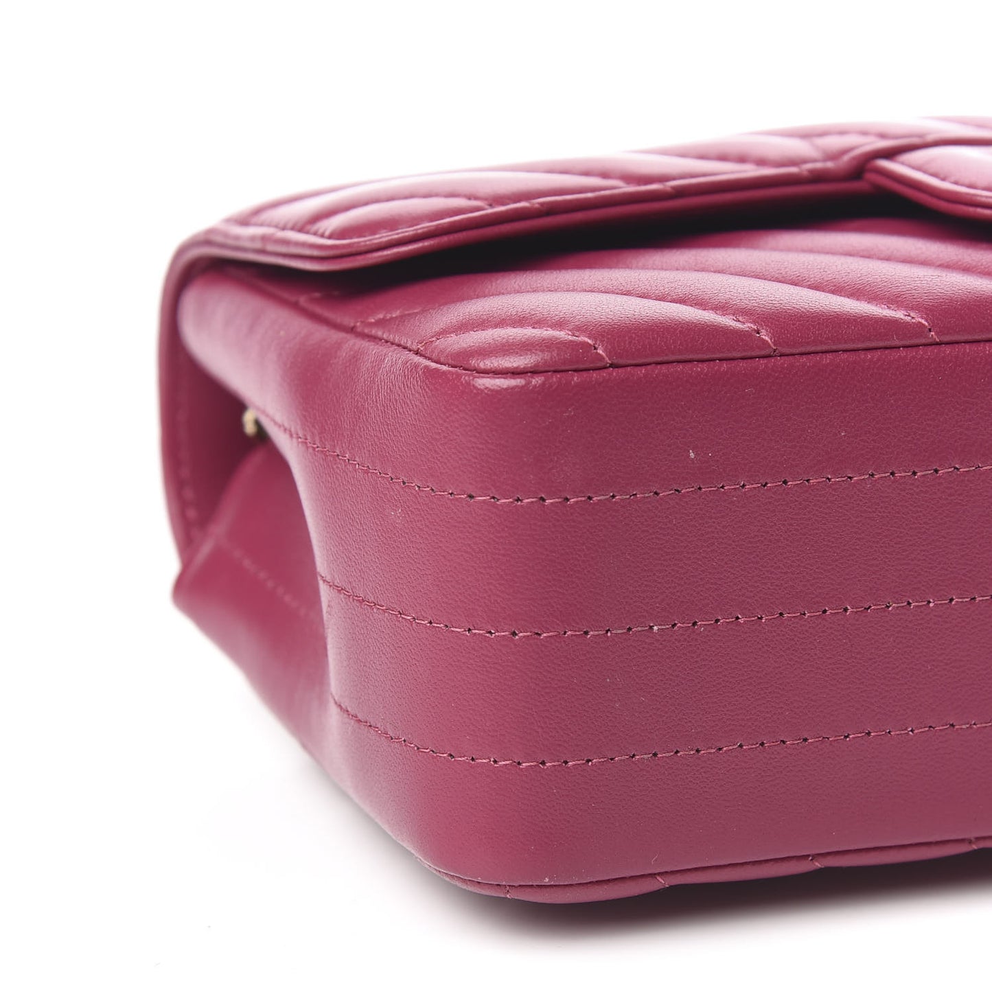 Lambskin Chevron Quilted Mini Rectangular Flap Dark Pink