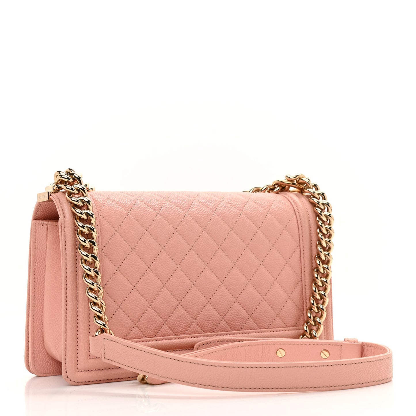 Caviar Quilted Medium Boy Flap Light Pink