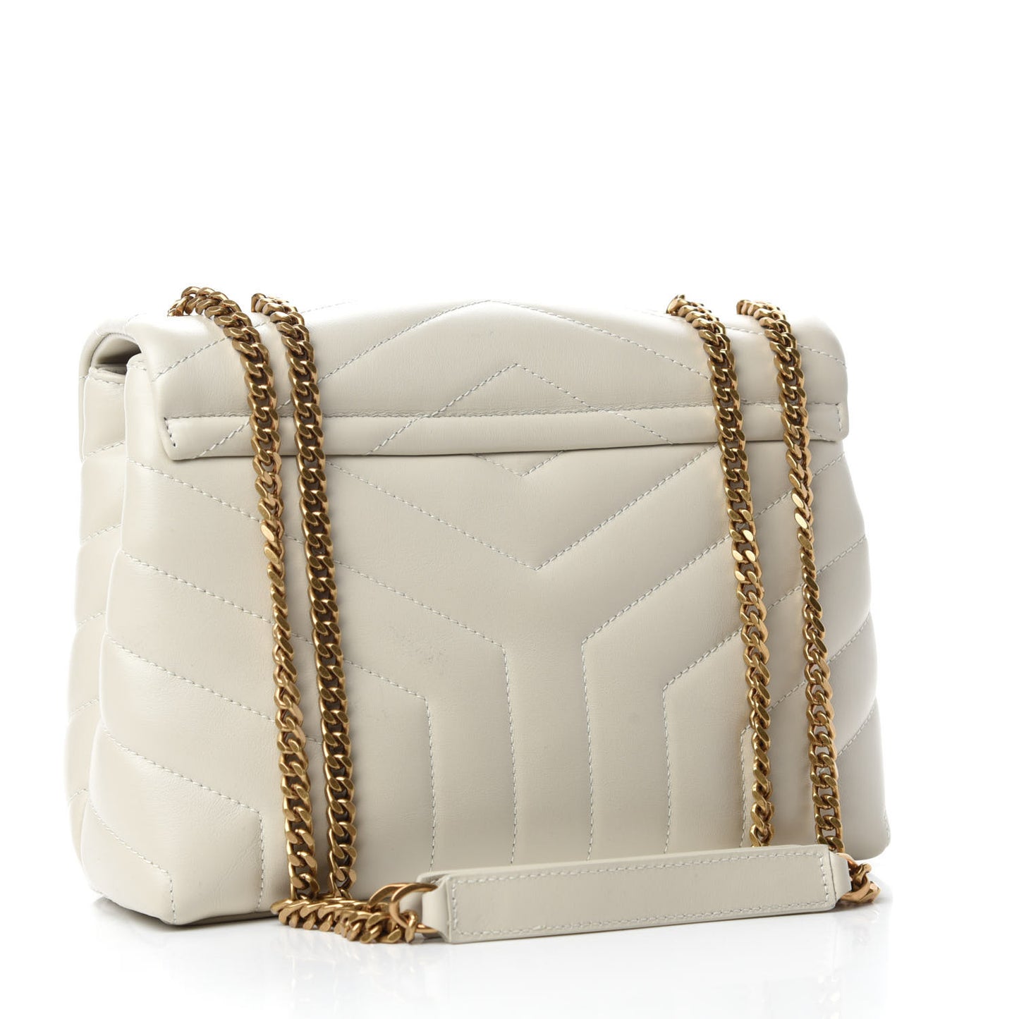 Calfskin Y Quilted Monogram Small Loulou Chain Satchel Crema Soft