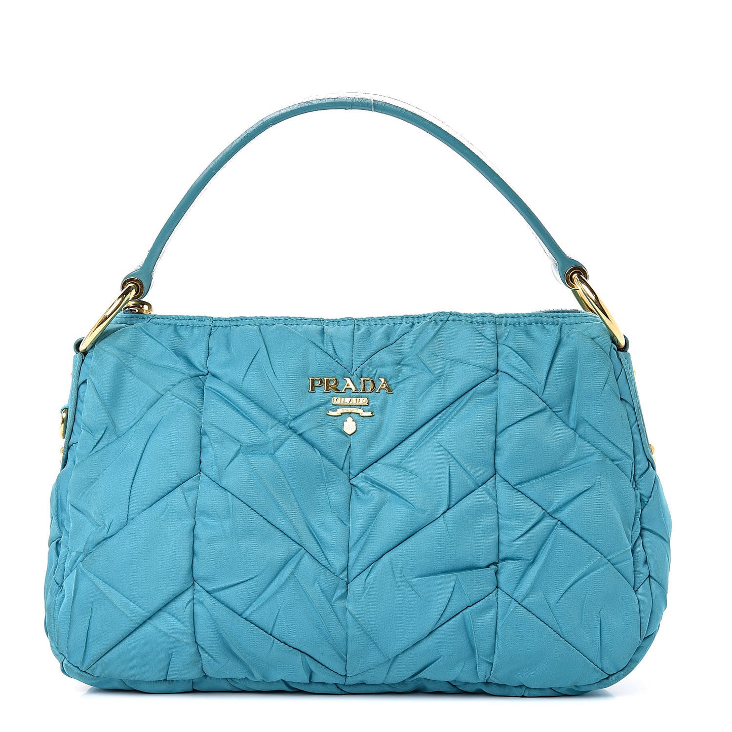 Tessuto Nylon Chevron Quilted Shoulder Bag Turchese