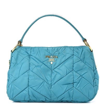 Prada Tessuto Nylon Chevron Quilted Shoulder Bag Turchese 1 of 11