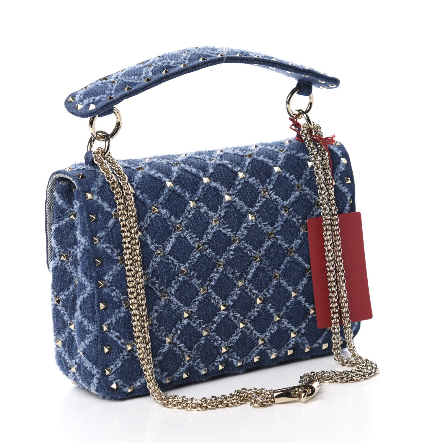 Valentino Garavani Denim Medium Rockstud Spike Shoulder Bag Denim 3 of 9