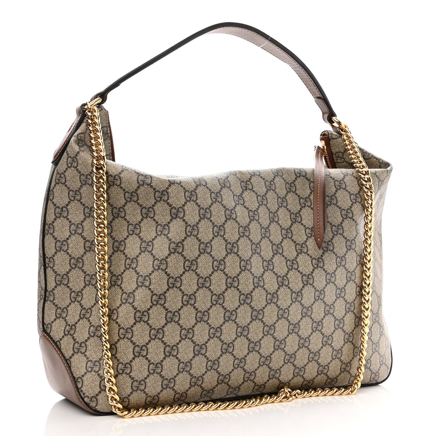 GG Supreme Monogram Large Linea A Hobo Light Brown