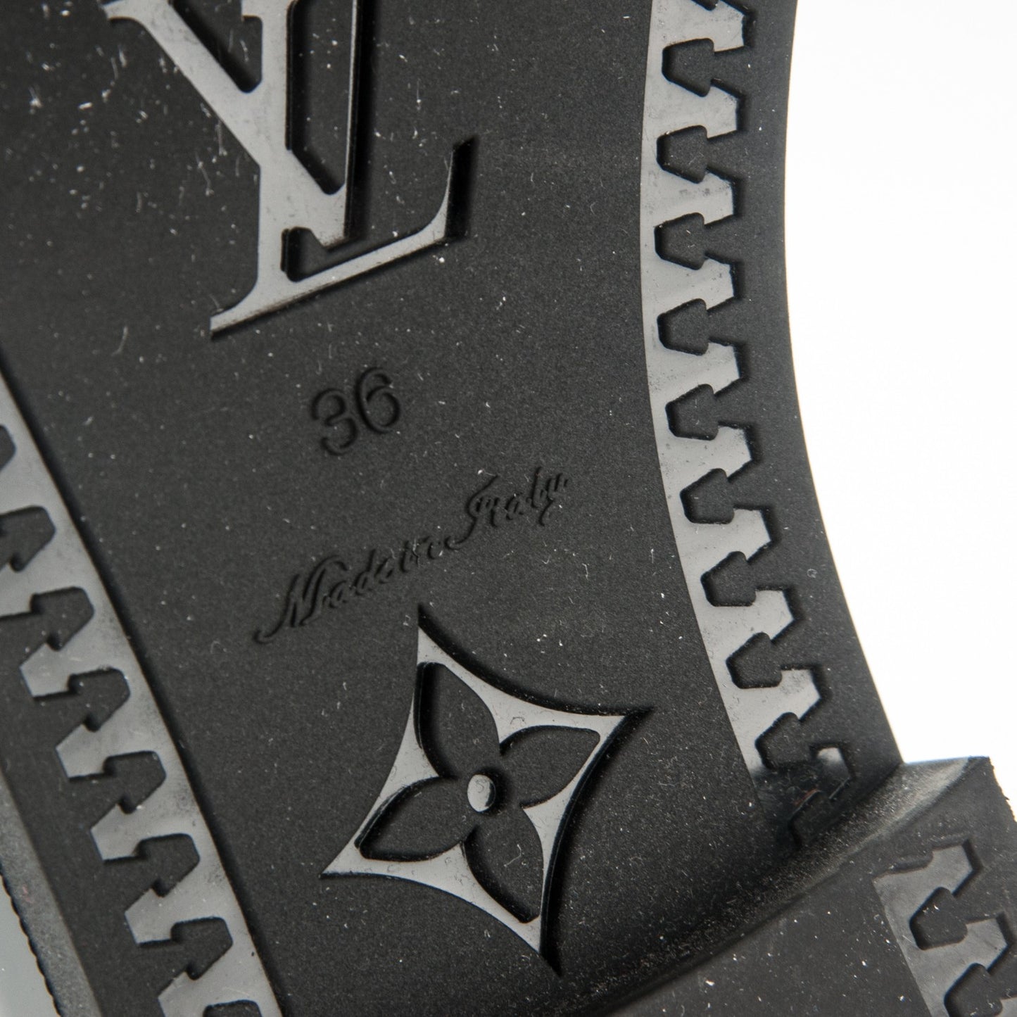 Rubber Embossed Monogram Drops High Boots 36 Black
