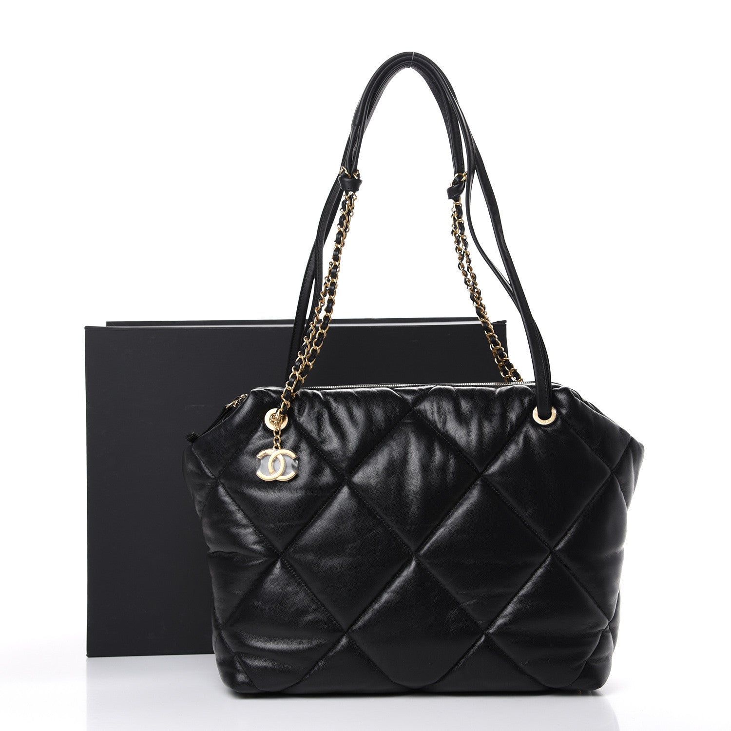 Chanel Lambskin Quilted Large Bowling Bag Black 12 of 12