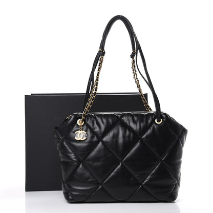 Chanel Lambskin Quilted Large Bowling Bag Black 12 of 12