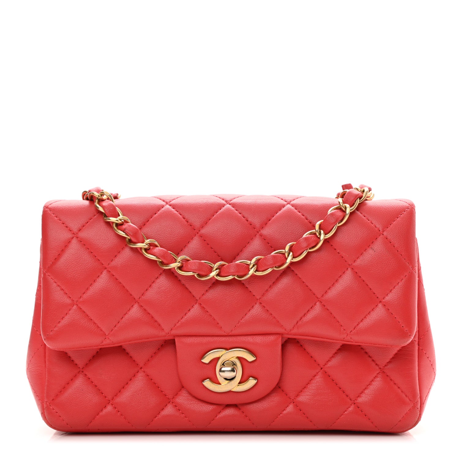 Chanel Lambskin Quilted Mini Rectangular Flap Red 1 of 17