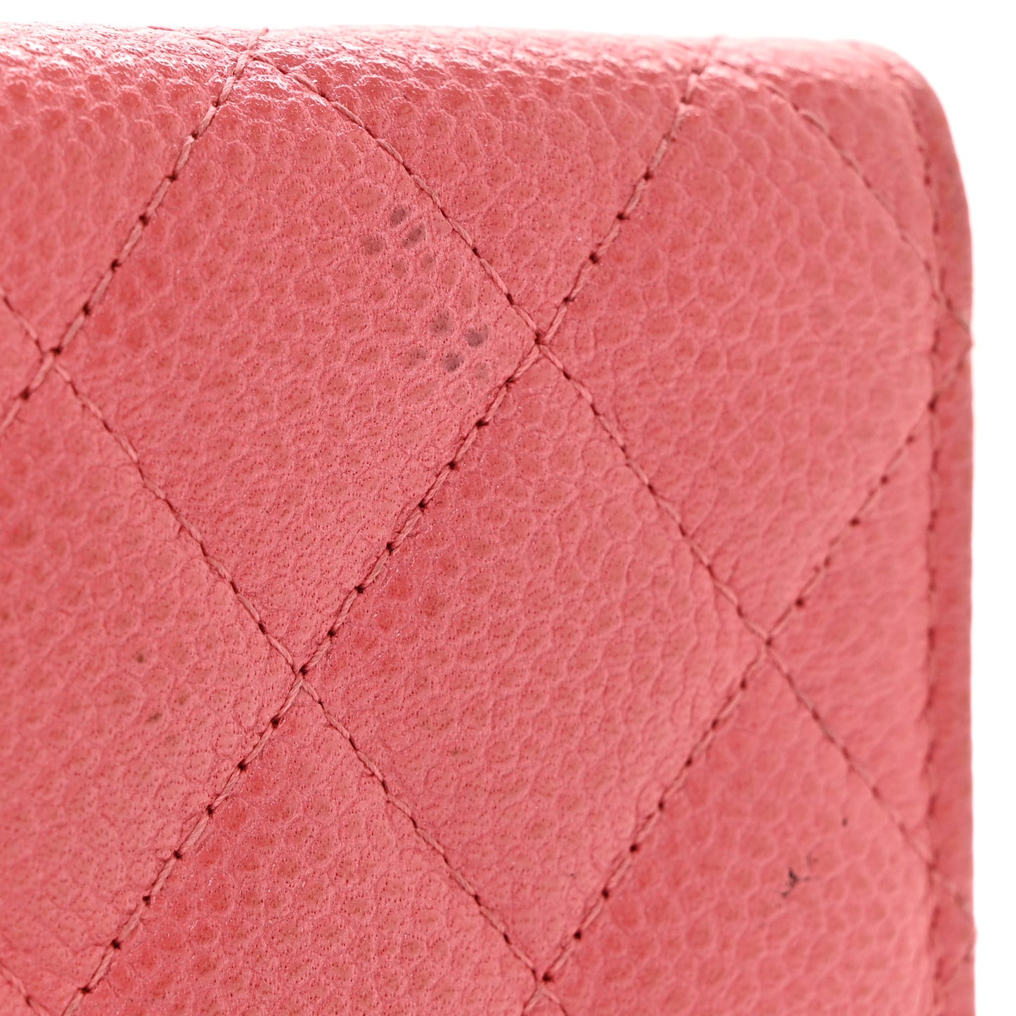 Caviar Quilted Flap Card Holder Pink
