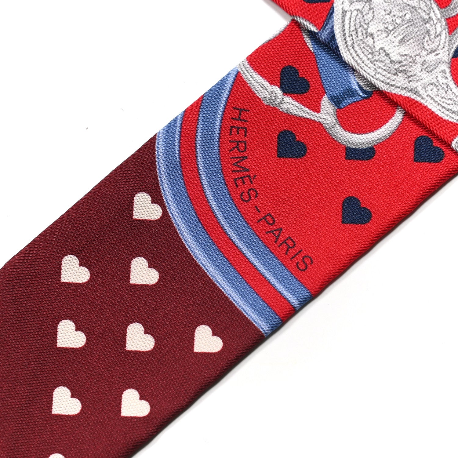 Hermes Silk Brides de Gala Love Twilly Rouge Bleu Bordeaux 2 of 5