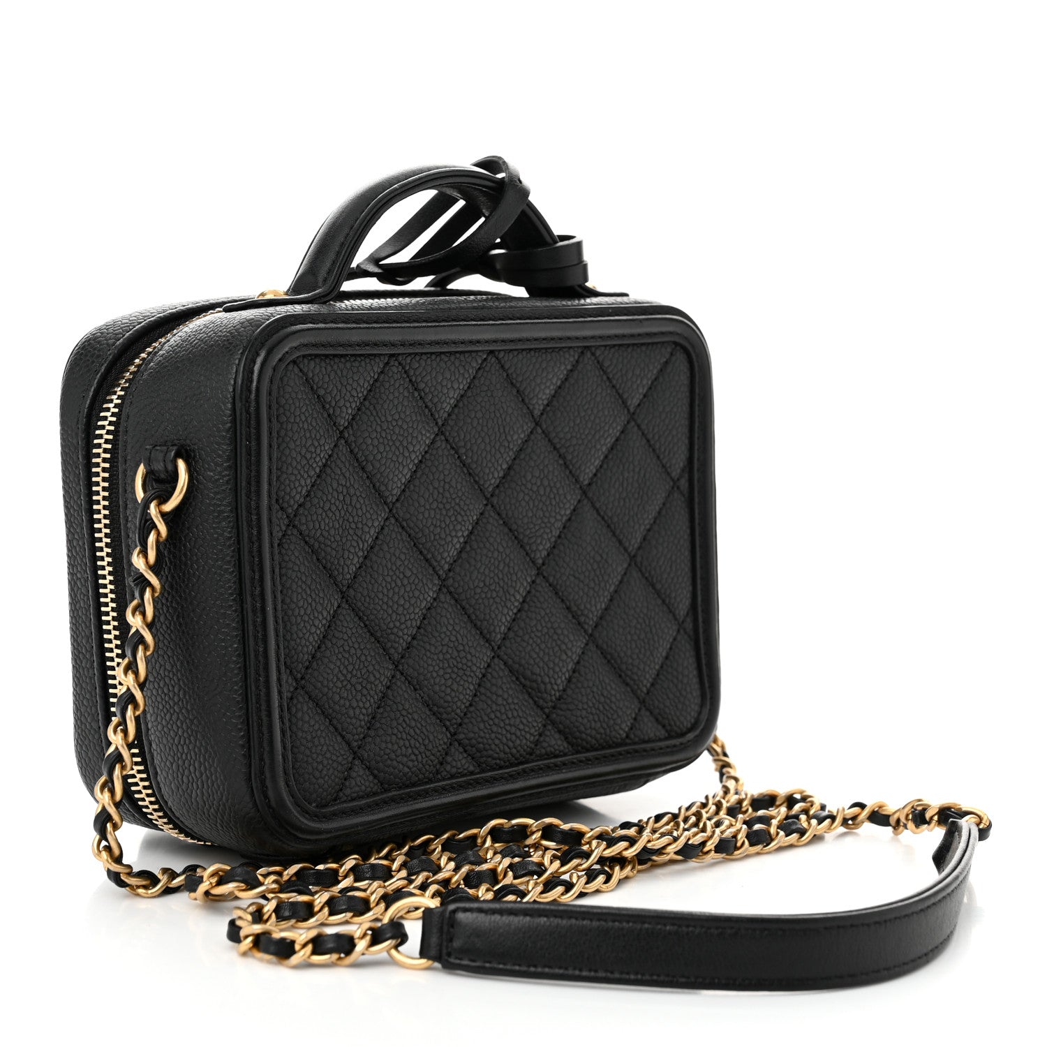Chanel Caviar Quilted Small CC Filigree Vanity Case Black 3 of 10