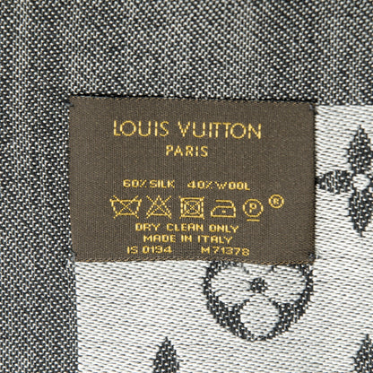 Louis Vuitton Wool Silk Monogram Denim Shawl Black 5 of 6