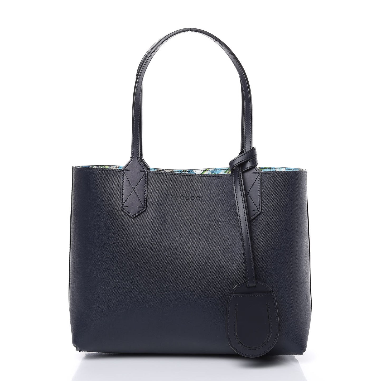 GG Supreme Monogram Blooms Small Reversible Tote Beige Blue Navy