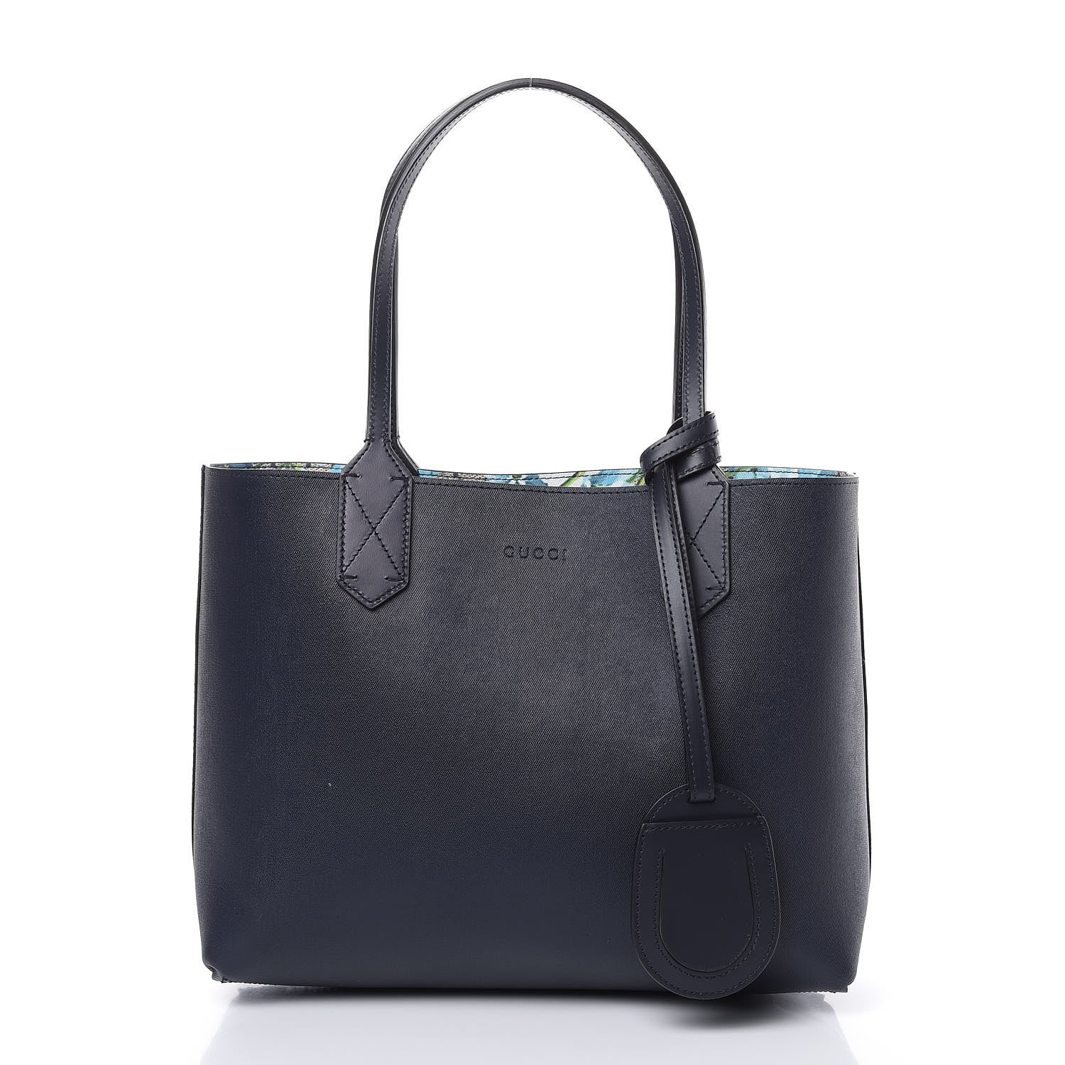 Gucci GG Supreme Monogram Blooms Small Reversible Tote Beige Blue Navy 3 of 14