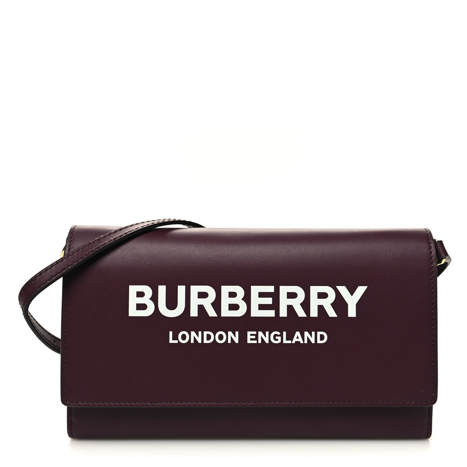 Burberry Calfskin Logo Hazelmere Wallet With Detachable Strap Deep Maroon 1 of 12
