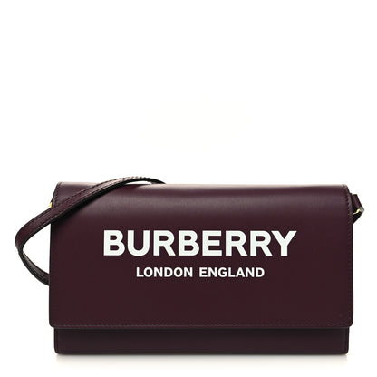 Burberry Calfskin Logo Hazelmere Wallet With Detachable Strap Deep Maroon 1 of 12