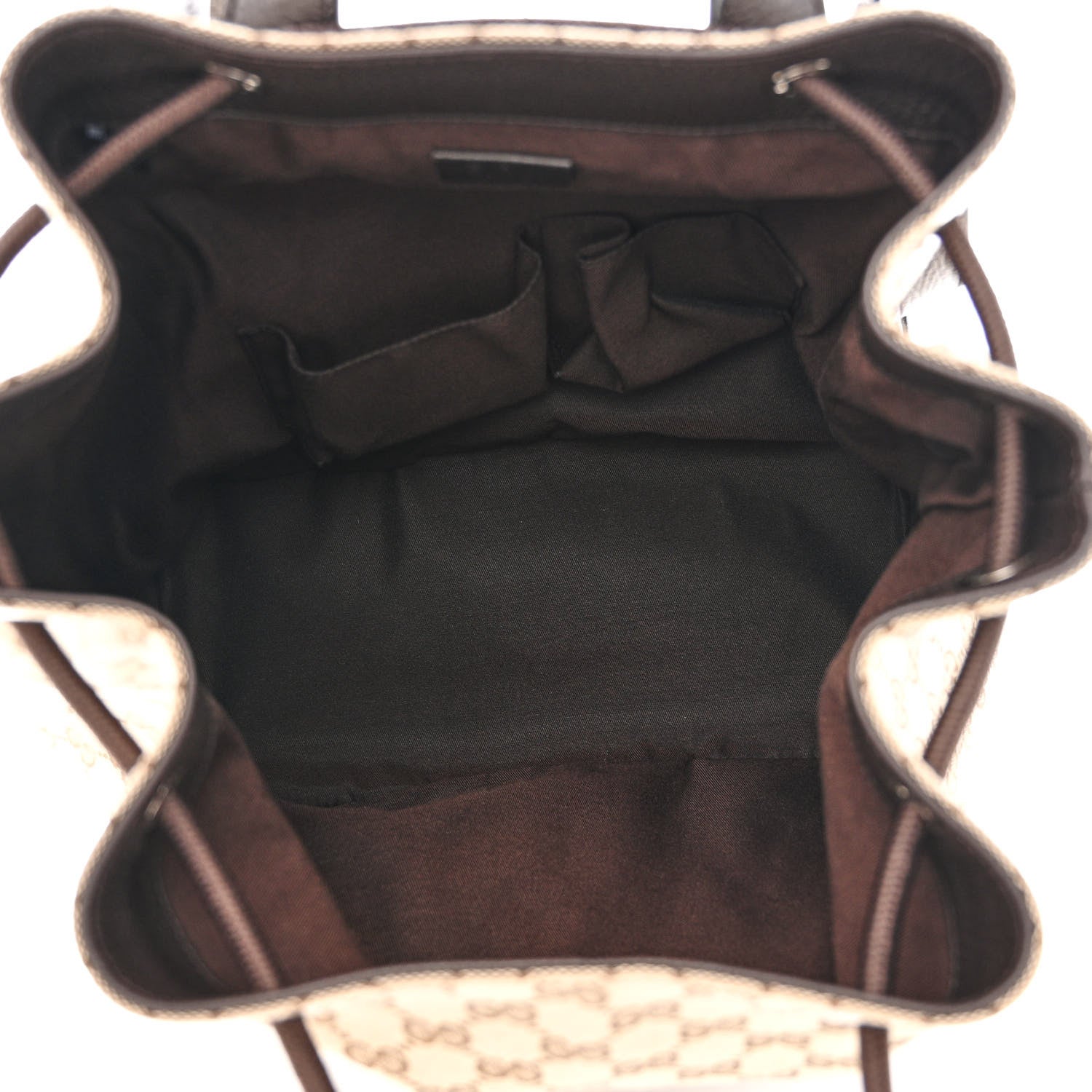 Gucci Monogram Dollar Calfskin O Drawstring Backpack Beige Ebony Testa di Moro Dark Chocolate 5 of 10