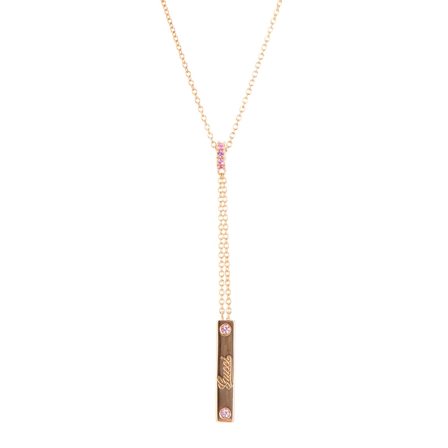 18K Rose Gold Pink Sapphire Lariat Necklace