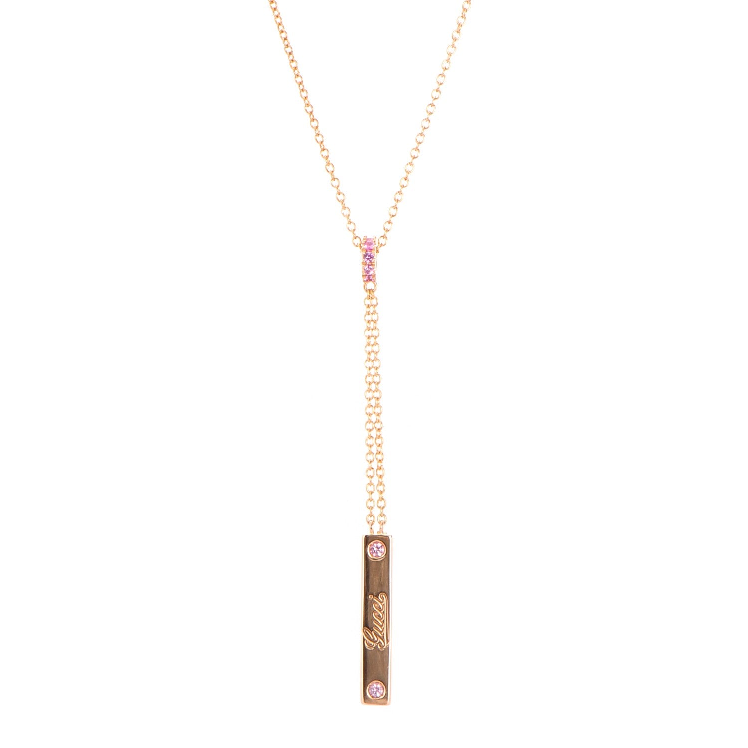 Gucci 18K Rose Gold Pink Sapphire Lariat Necklace 1 of 5
