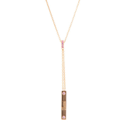 Gucci 18K Rose Gold Pink Sapphire Lariat Necklace 1 of 5