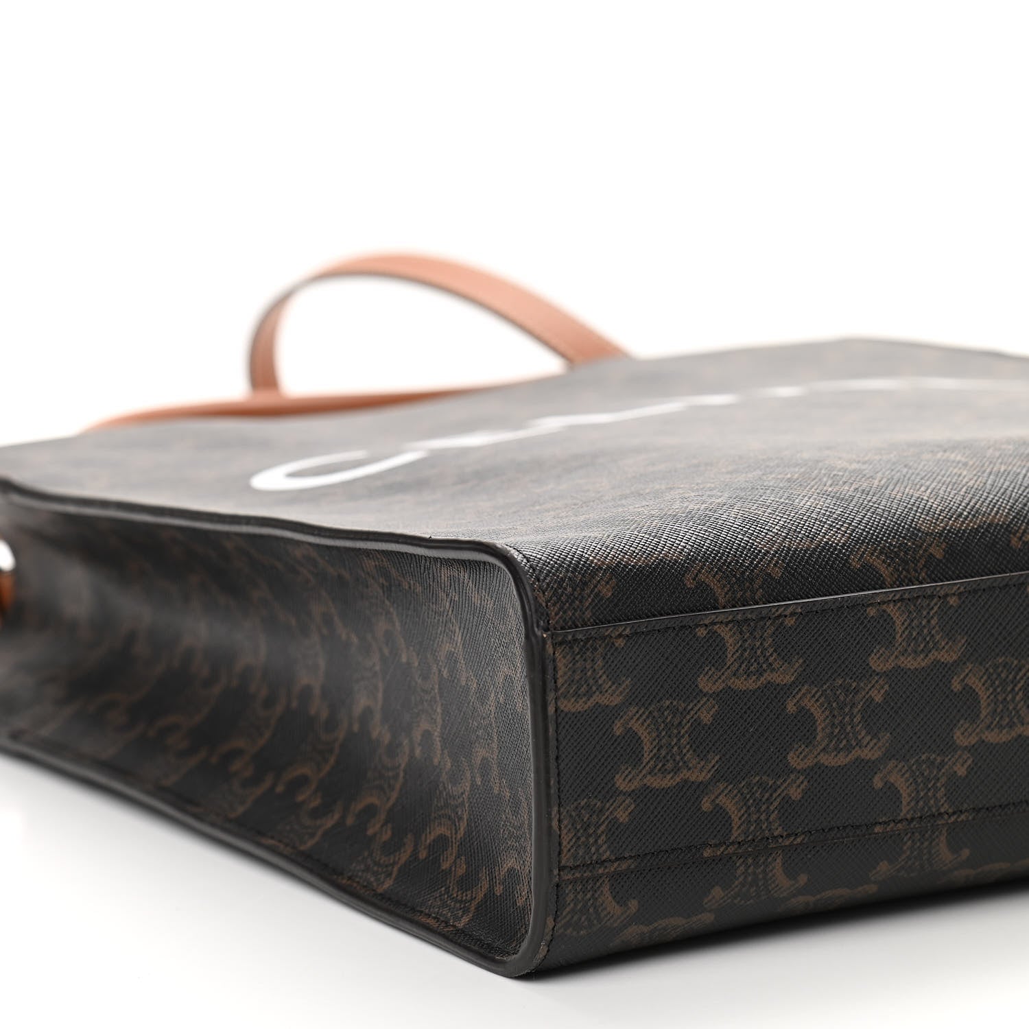 Celine Triomphe Canvas Calfskin Small Vertical Cabas Tan 8 of 10