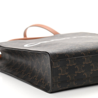 Celine Triomphe Canvas Calfskin Small Vertical Cabas Tan 8 of 10