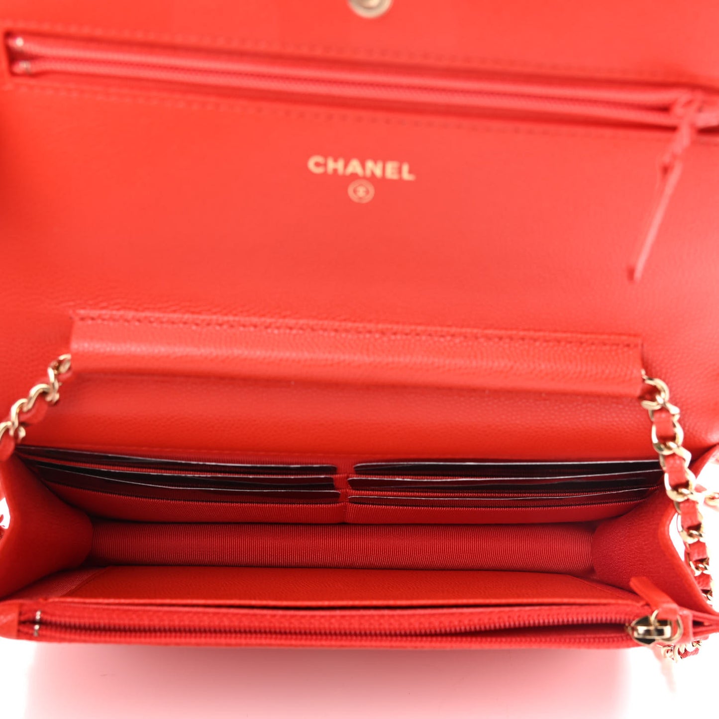 Caviar Quilted Wallet On Chain WOC Orange