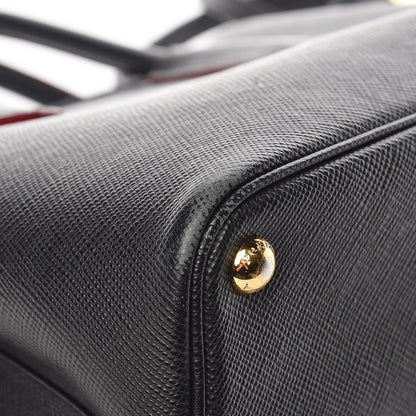 Prada Saffiano Cuir Medium Double Bag Black Fuoco 20 of 21