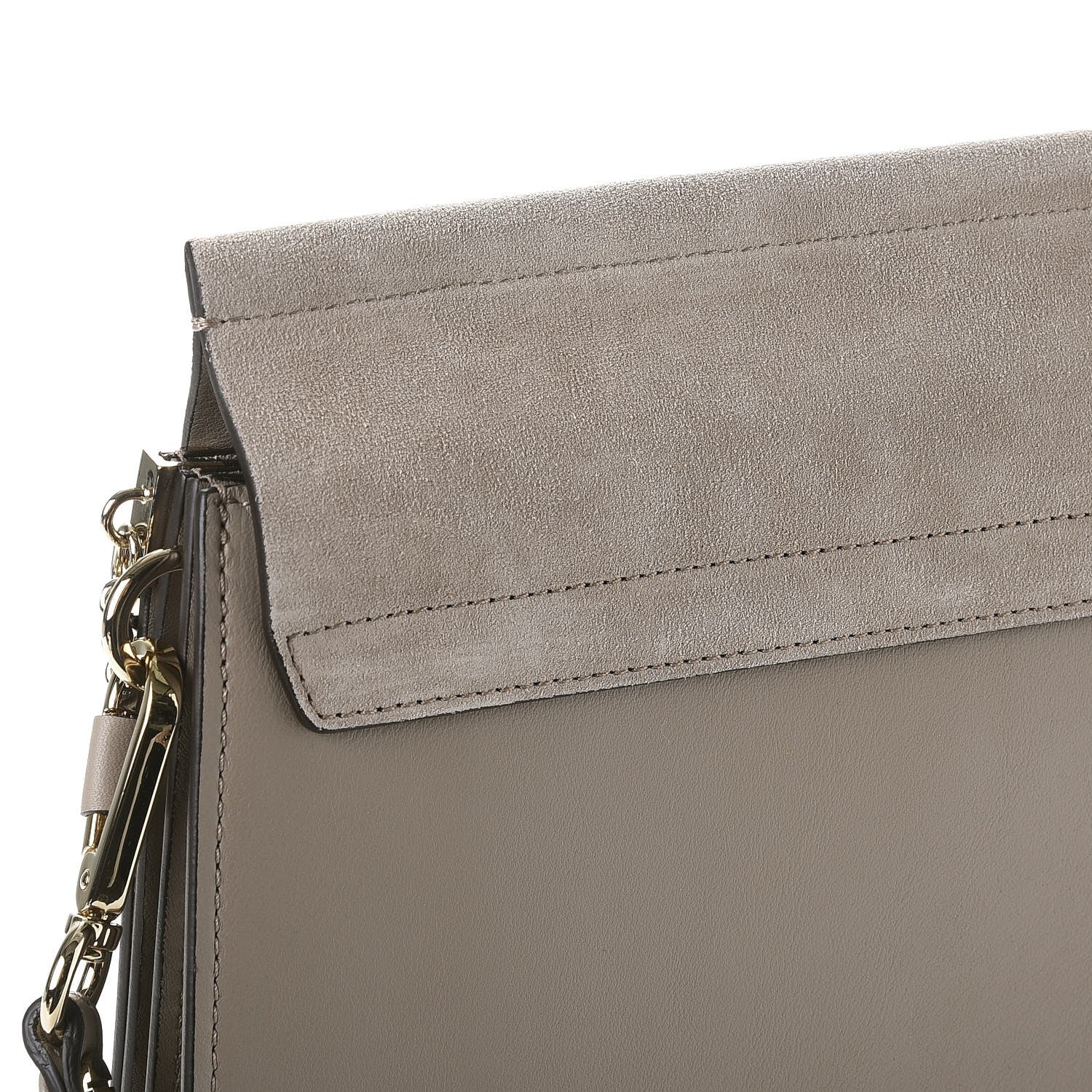 Chloe Calfskin Suede Medium Faye Shoulder Bag Motty Grey 8 of 9