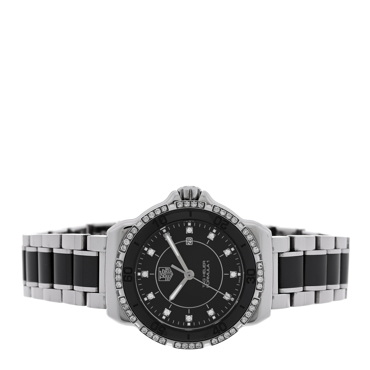 Tag Heuer Stainless Steel Ceramic Diamond Bezel 32mm Formula 1 Lady Quartz Watch Black WAH1312 2 of 5