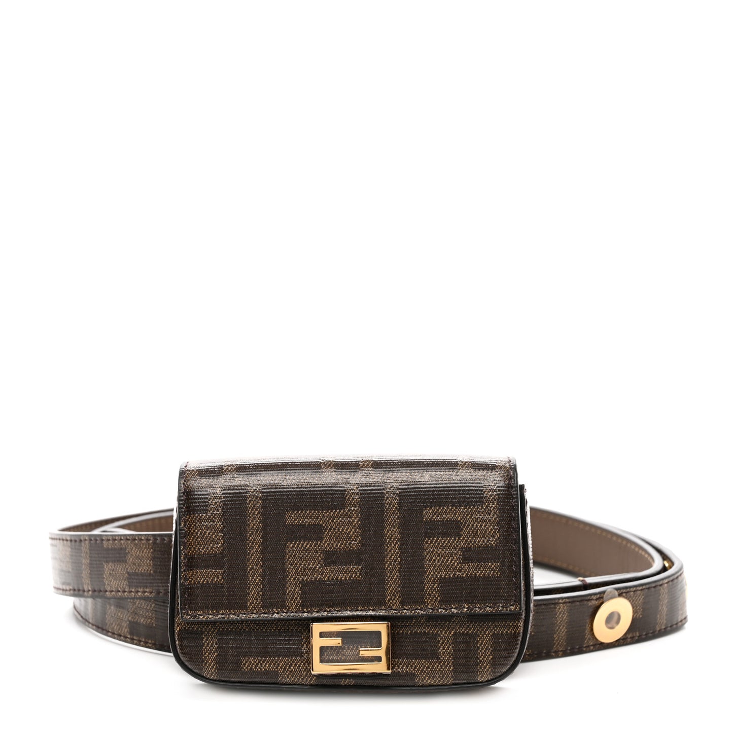 Glazed Fabric FF 1974 Belt Hip Belt Baguette Bag Mogano Panna