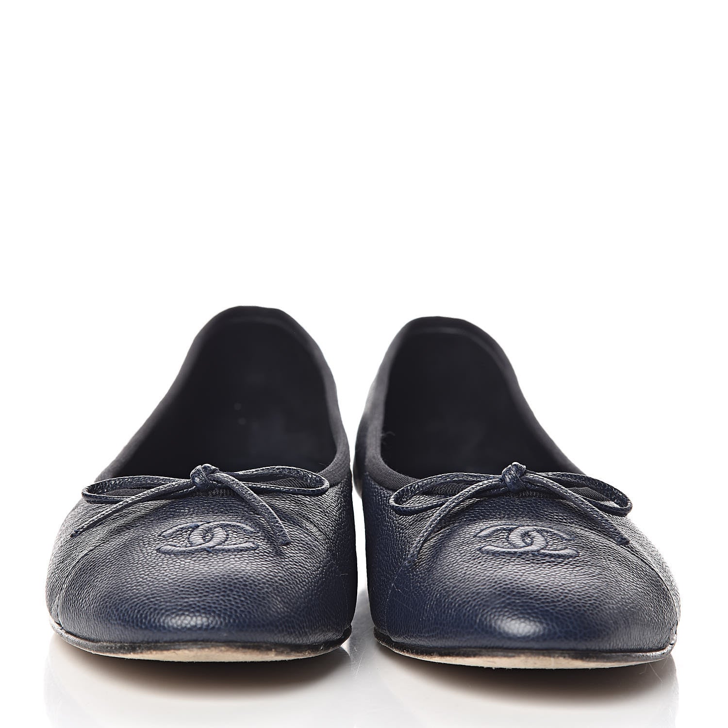 Chanel Caviar CC Cap Toe Ballerina Flats 41 Navy 2 of 17