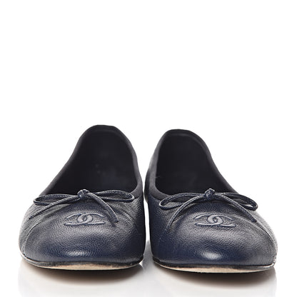 Chanel Caviar CC Cap Toe Ballerina Flats 41 Navy 2 of 17