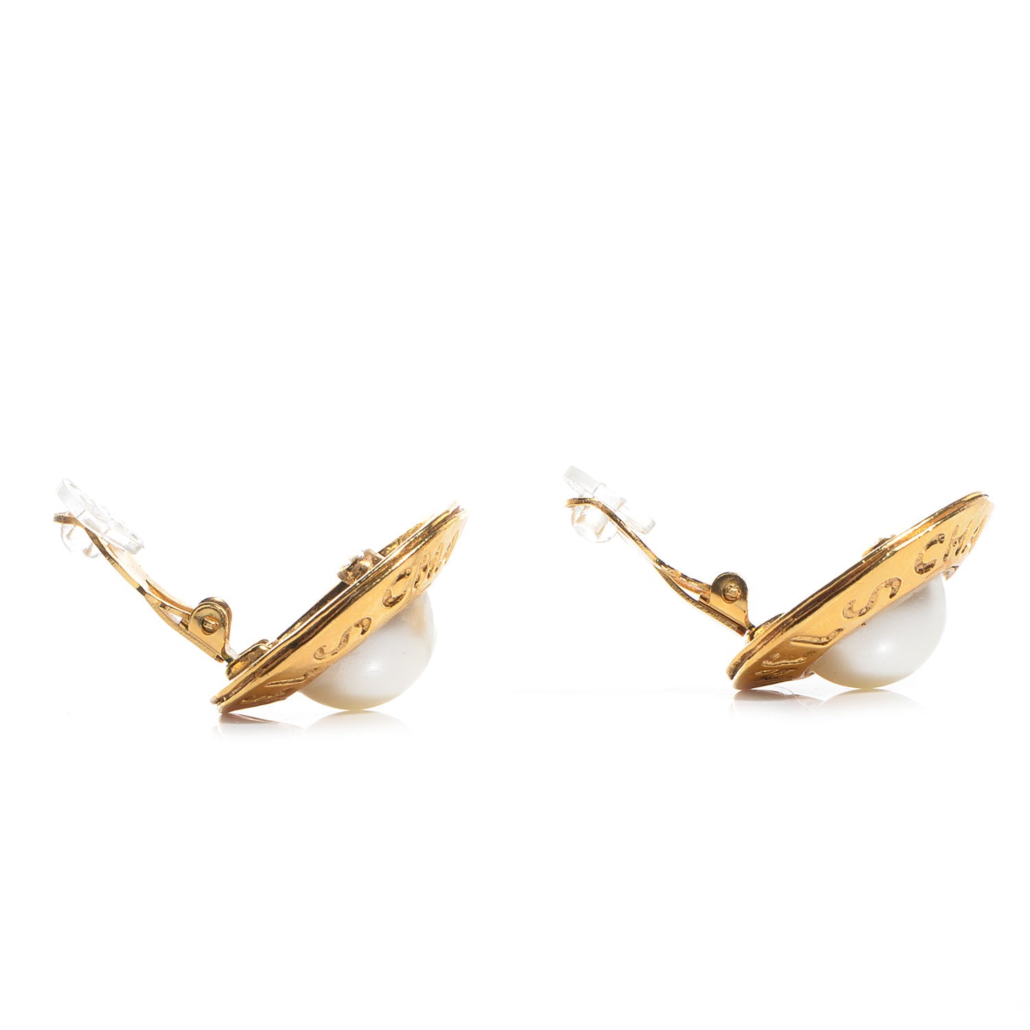Chanel Pearl Clip On Earrings Gold 4 of 6