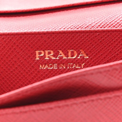 Prada Saffiano Metal Bi-Fold Card Holder Wallet Fuoco 6 of 7