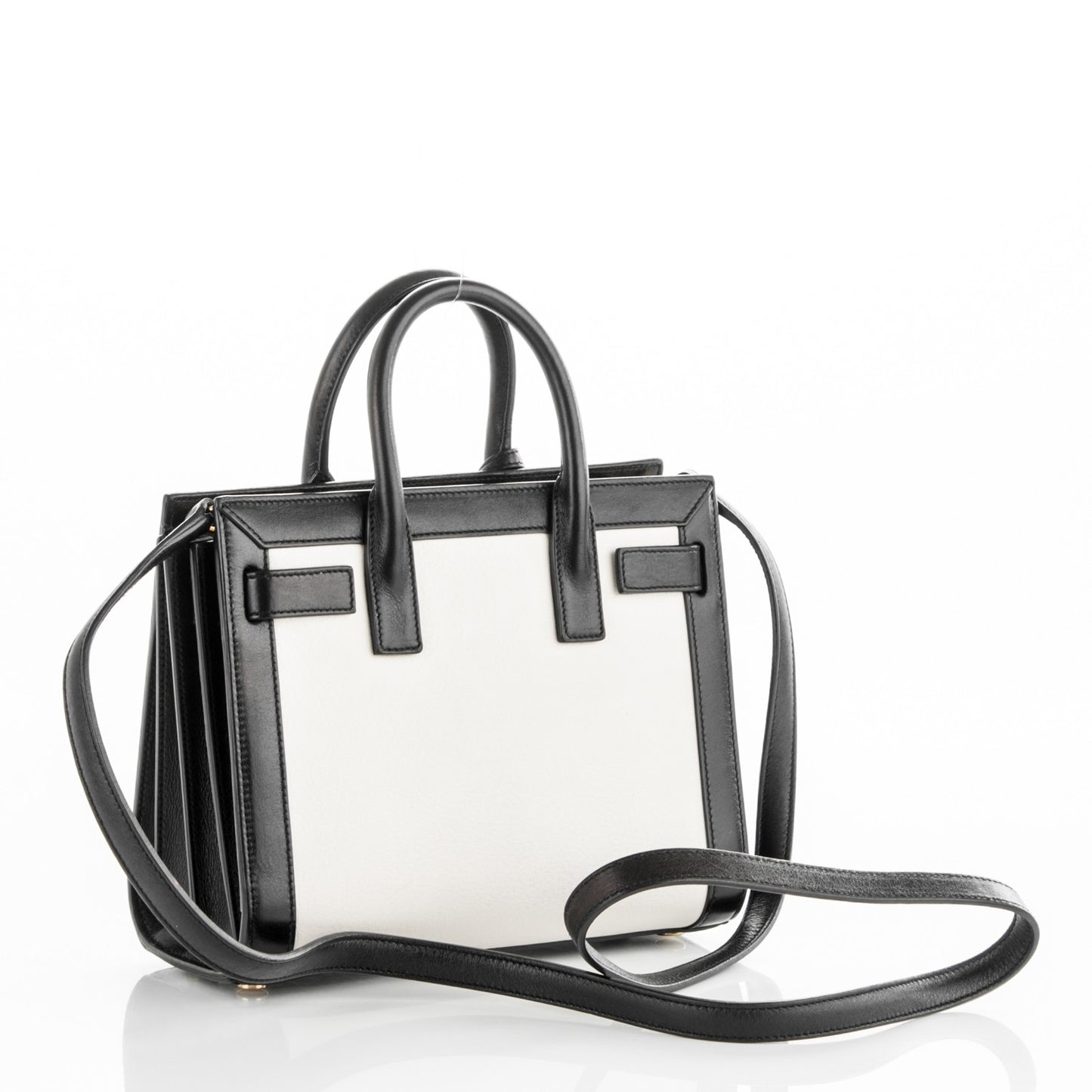 Calfskin Bi-Color Nano Sac De Jour Porcellana Black