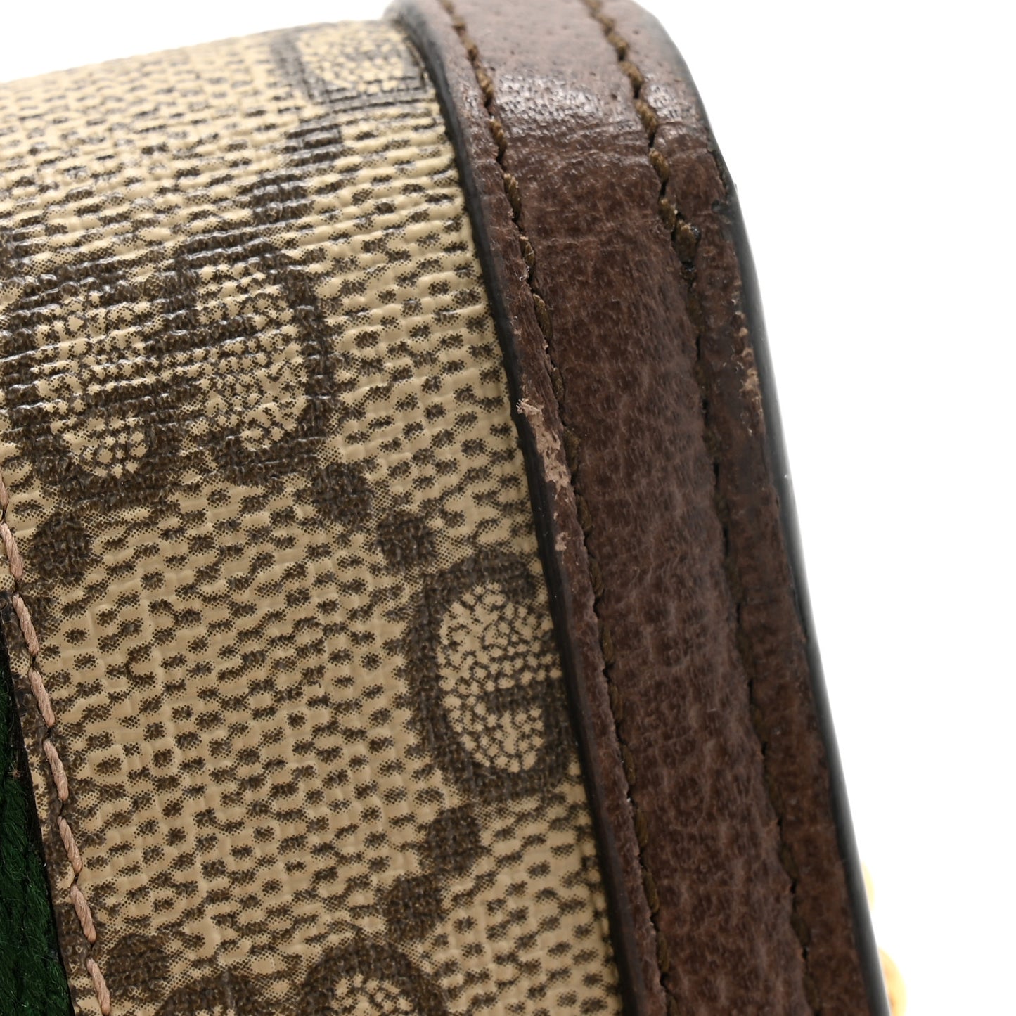 GG Supreme Monogram Web Ophidia Chain Card Case Wallet Beige New Acero