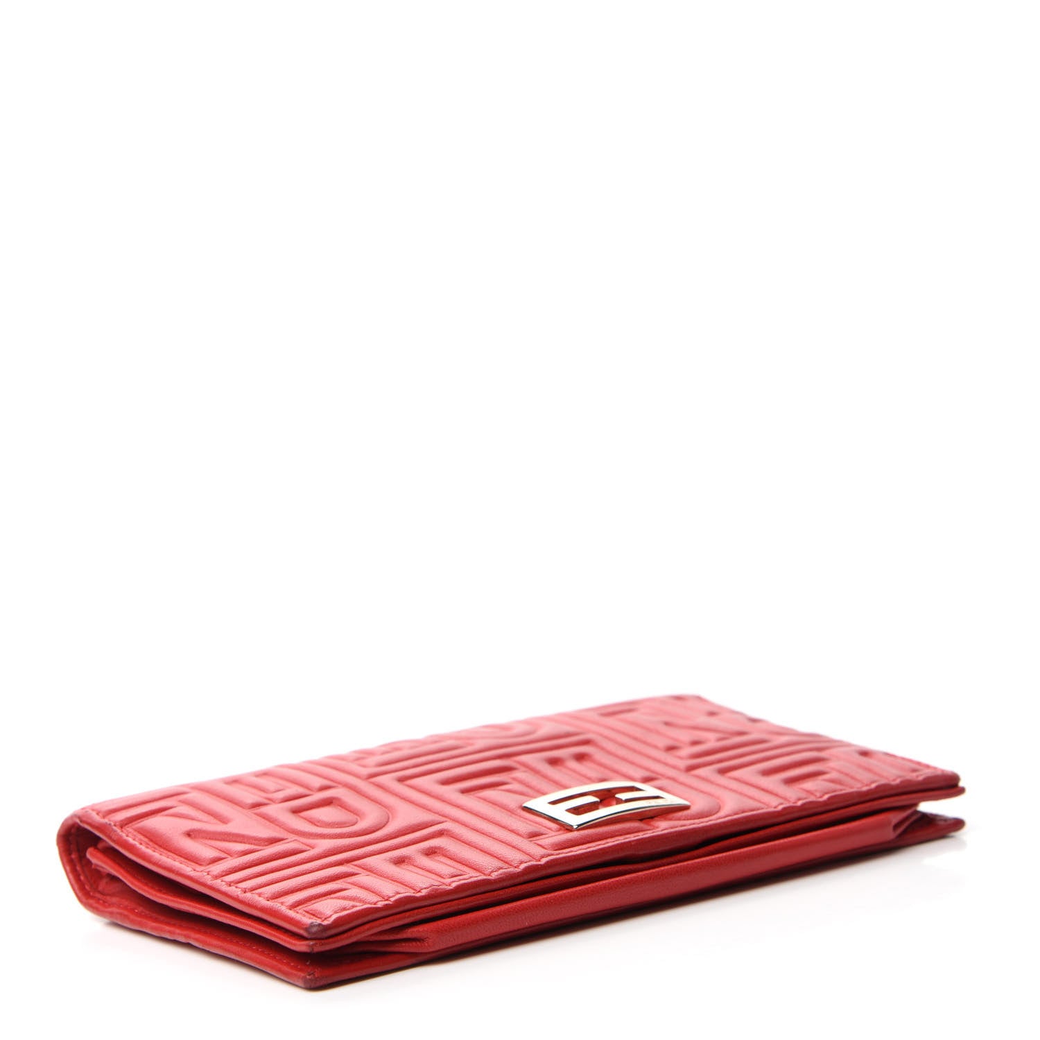 Fendi Nappa Logo Embossed Long Wallet on Chain Rosso 4 of 11